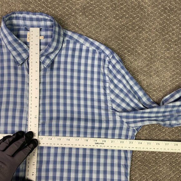 Faherty Button Down Shirt Men's Large Blue Gingham Check Movement Performance - Picture 8 of 13
